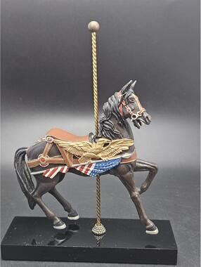 Liberty Stallion 1984 Hamilton Collection Classic Carousel Horse Black Stone